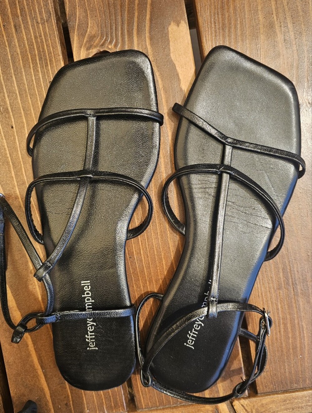 Jeffrey Campbell Black Strappy Leather Sandals Women's Size 8 EU 39